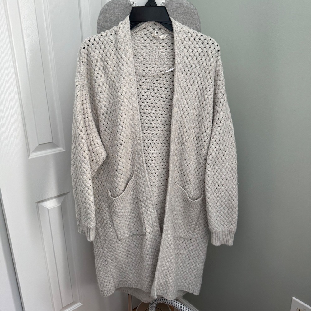 Anthropologie Moth Chunky Knit Cardigan S Gray Oversized Grandpacore Cocoon